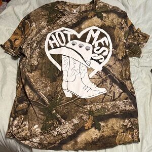 Staykation Camo Graphic Tee with White Print